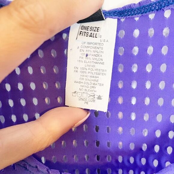 Onzie Molly Jersey Mesh Tank with Flyaway Sides Periwinkle Women’s One Size Fits - Picture 6 of 11